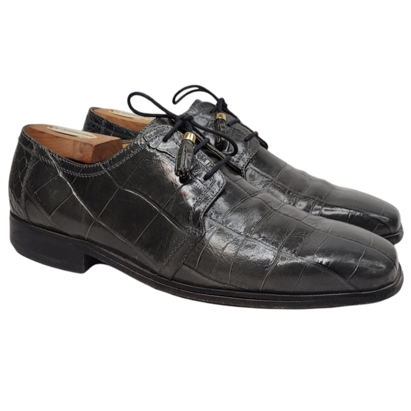 Florsheim Barletta Men's Gray Crocodile Alligator Print Dress Oxfords Size 9.5D - Picture 1 of 14